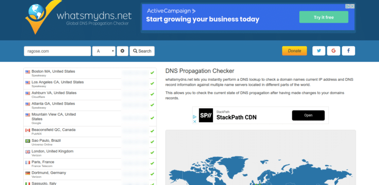 Comprobar propagación DNS con DNS Propagation Checker