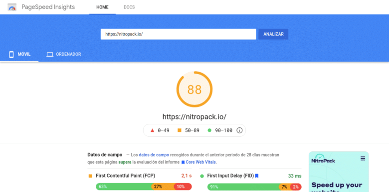 Nitropack PageSpeed